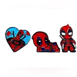 Dead pool trio Red and Black Character Enamel Pins